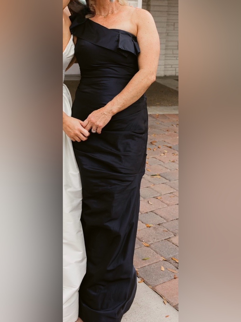 Teri Jon (Rickie Freeman) One-Shoulder Dark Navy  Mother of the Bride Gown